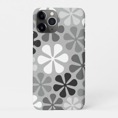 Abstract Flowers Black White Grey iPhone 11Pro Case