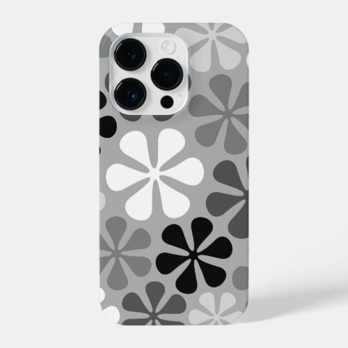 Abstract Flowers Black White Grey iPhone 14 Pro Case