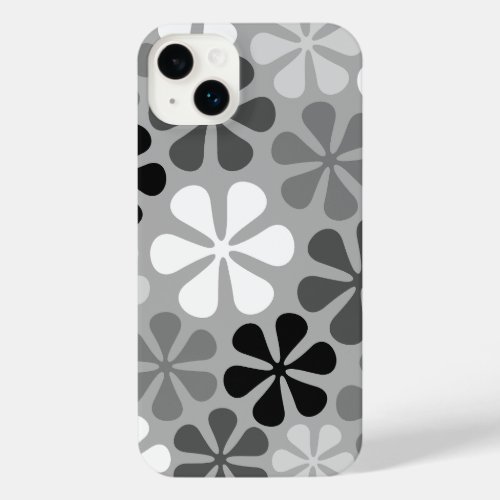 Abstract Flowers Black White Grey iPhone 14 Plus Case