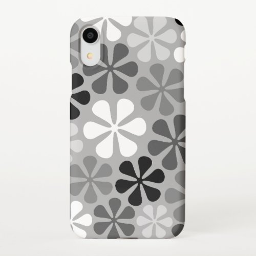 Abstract Flowers Black White Grey iPhone XR Case