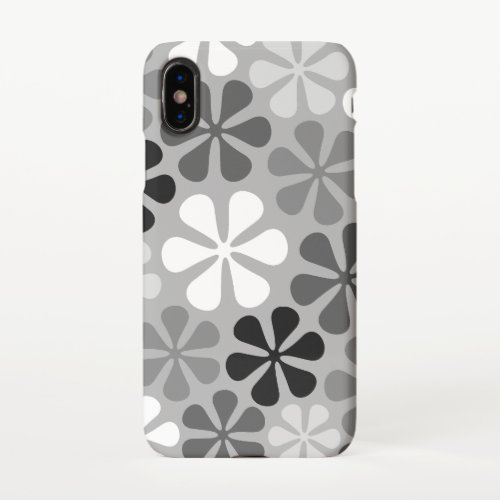 Abstract Flowers Black White Grey iPhone X Case