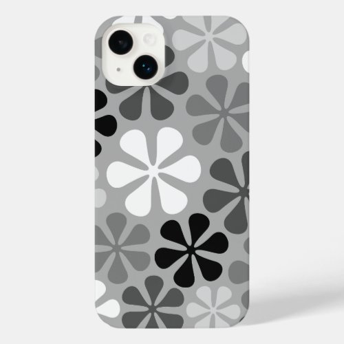 Abstract Flowers Black White Grey iPhone 14 Plus Case