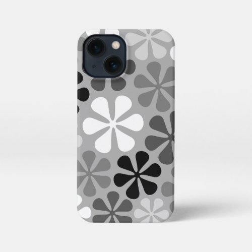 Abstract Flowers Black White Grey iPhone 13 Mini Case