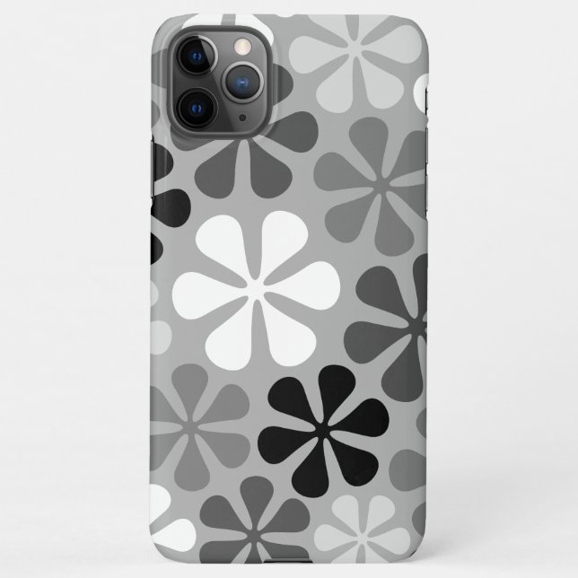 Abstract Flowers Black White Grey iPhone Case (Back)
