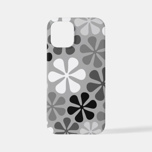 Abstract Flowers Black White Grey iPhone 12 Mini Case