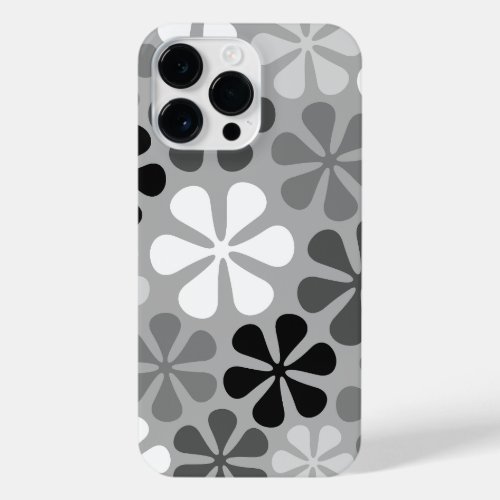 Abstract Flowers Black White Grey iPhone 14 Pro Max Case