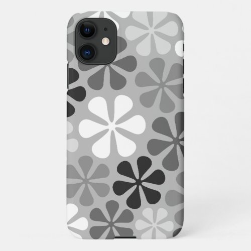 Abstract Flowers Black White Grey iPhone 11 Case