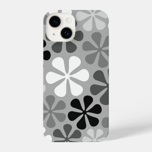 Abstract Flowers Black White Grey iPhone 14 Case