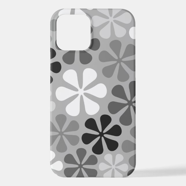 Abstract Flowers Black White Grey iPhone Case (Back)