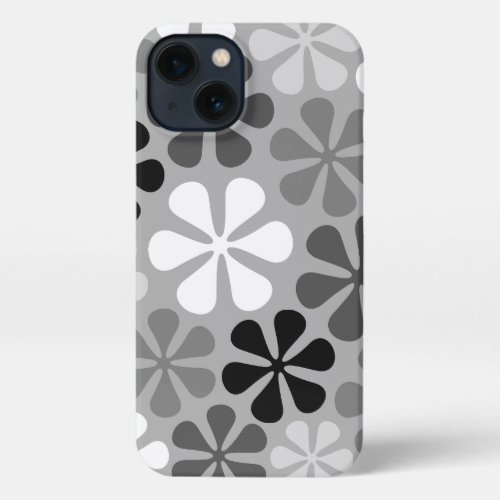 Abstract Flowers Black White Grey iPhone 13 Case