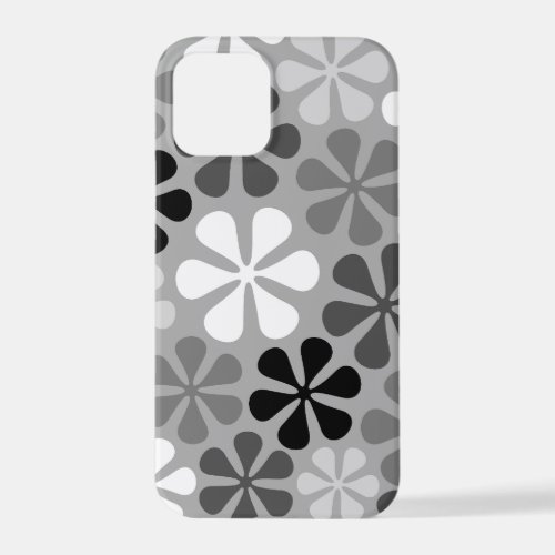 Abstract Flowers Black White Grey iPhone 12 Pro Case