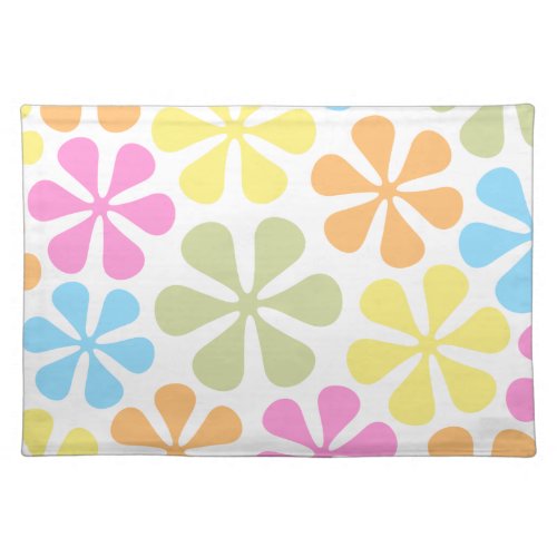 Abstract Flowers Bright Color Mix Cloth Placemat