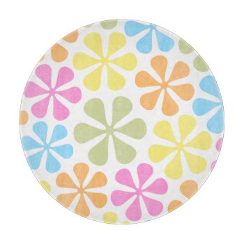 Abstract Flowers Bright Color Mix Cutting Board by NataliePaskellDesign at Zazzle