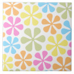 Abstract Flowers Bright Color Mix Tile at Zazzle