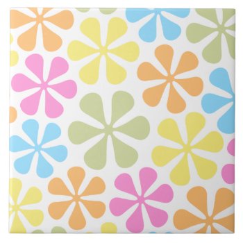 Abstract Flowers Bright Color Mix Tile by NataliePaskellDesign at Zazzle