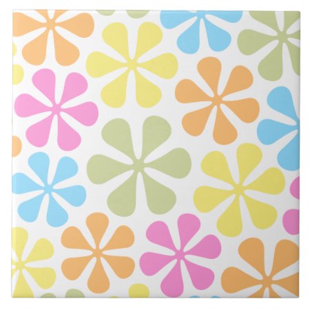 Abstract Flowers Bright Color Mix Tile