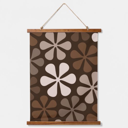 Abstract Flowers Browns  Creams Hanging Tapestry