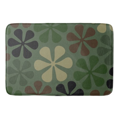 Abstract Flowers Camouflage Bathroom Mat