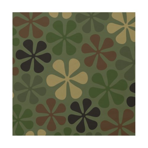 Abstract Flowers Camouflage Wood Wall Decor