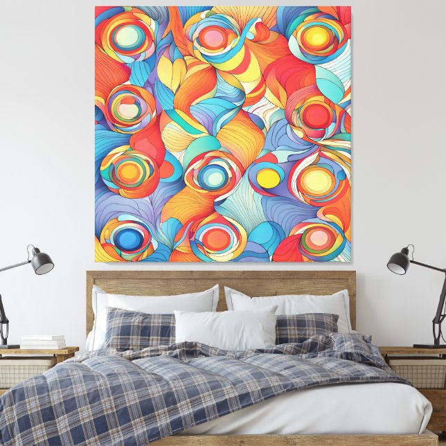 Abstract Flowers Canvas Print (Insitu(Bedroom))