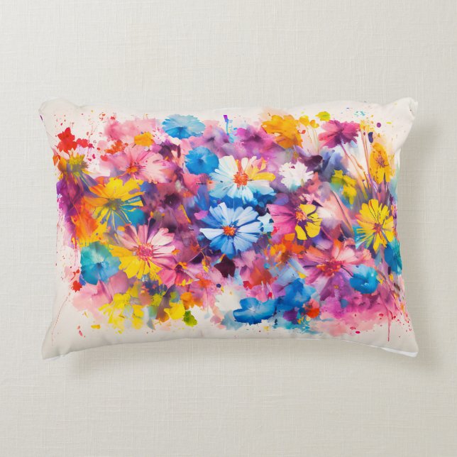Abstract flowers colorful pillow (Front)