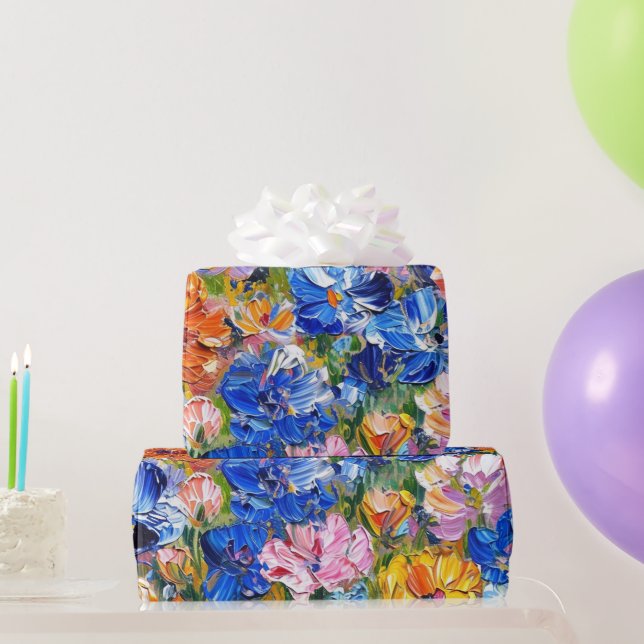 Abstract  Flowers Impressionist  Wrapping Paper (Party Gifts)