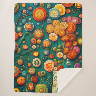 Abstract Flowers in a Vase Sherpa Blanket