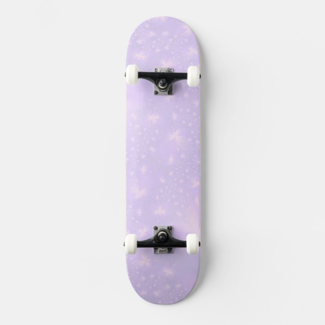 Abstract Flowers in Lilac and Pink Skateboard (Front)