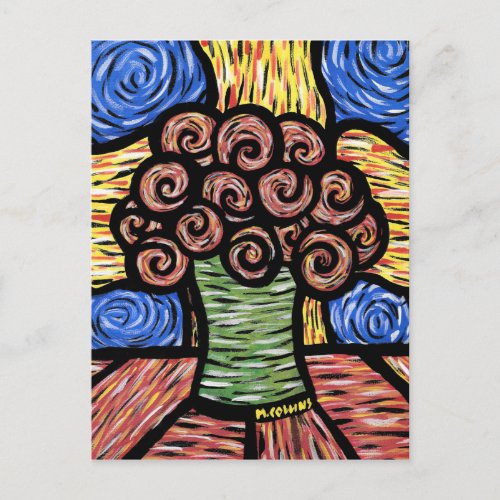 Abstract Flowers In Vase Colorful Postcard