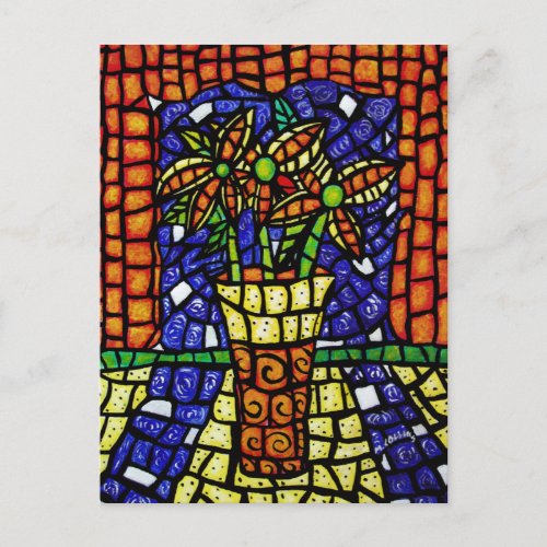 Abstract Flowers In Vase Postcard