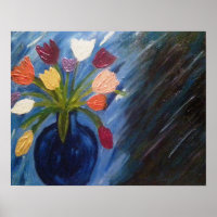 Abstract Flowers In Vase Poster