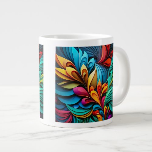 Abstract Flowers Jumbo Mug 