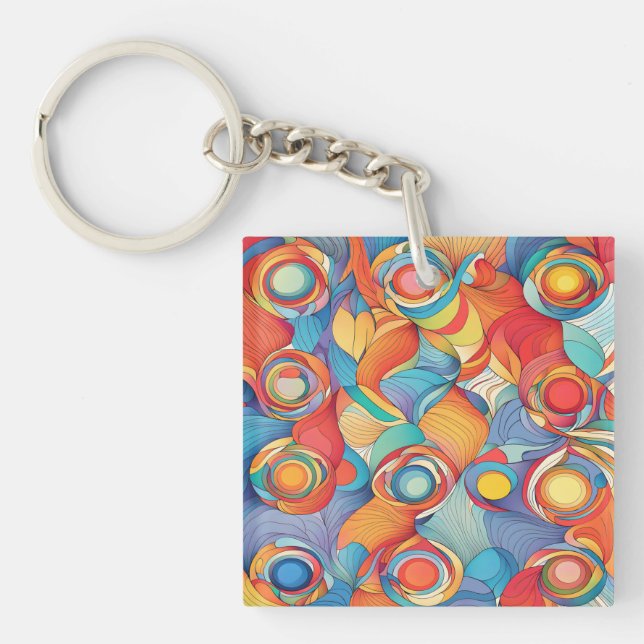 Abstract Flowers Keychain (Front)