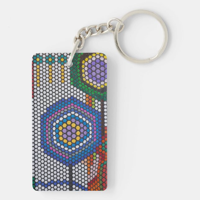 Abstract Flowers Keychain (Back)