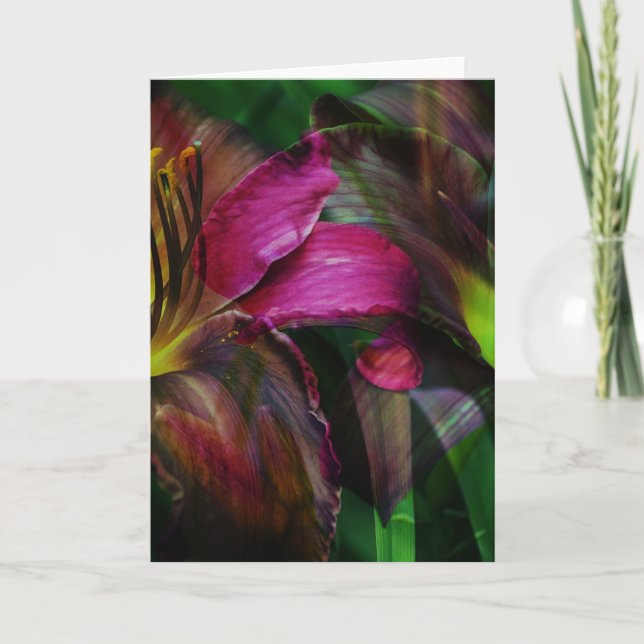 Abstract Flowers Leaves Art Note Card (Front)
