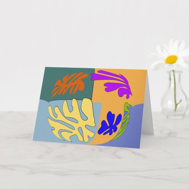 Abstract Flowers, Matisse Style Card (Small Plant)