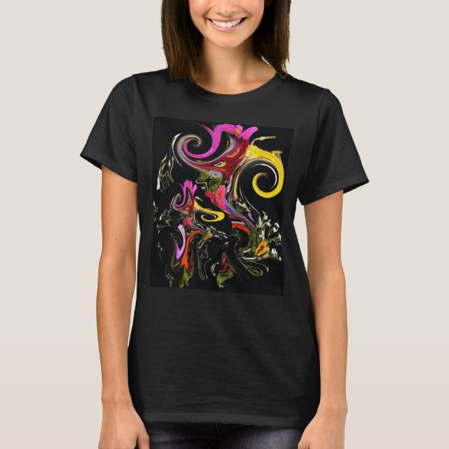 Abstract Flowers Melting Psychedelic Colors T-Shirt (Front)