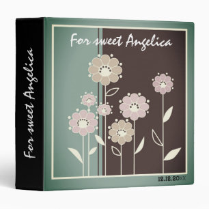 Abstract flowers modern floral modern tile grunge 3 ring binder