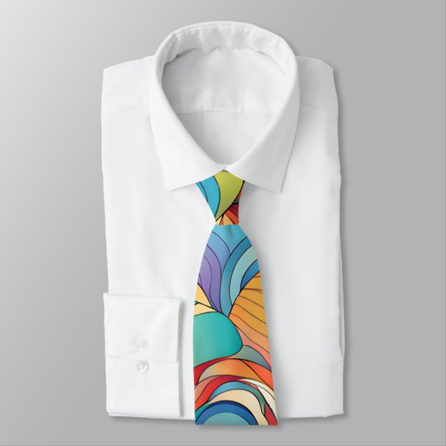 Abstract Flowers Neck Tie (Tied)