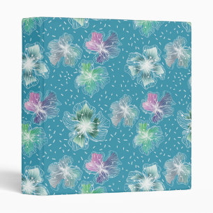 Abstract flowers on beautiful light blue tones 3 ring binder