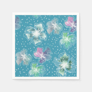 Abstract flowers on beautiful light blue tones napkins