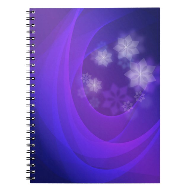 Abstract Flowers On Folded Indigo Background Notebook (Front)