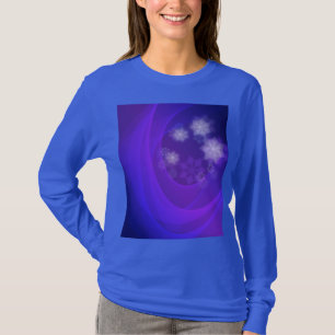 Abstract Flowers On Folded Indigo Background T-Shirt