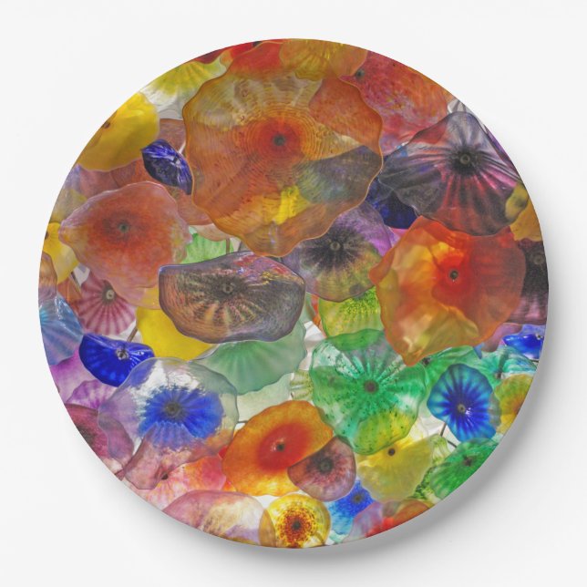 Abstract Flowers Paper Plates (Front)