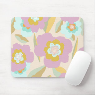 Abstract Flowers Pastel Lilac Floral Pattern Mouse Pad