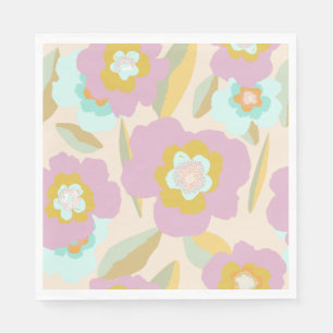 Abstract Flowers Pastel Lilac Floral Pattern Napkins