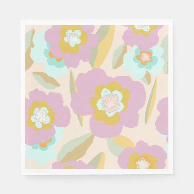 Abstract Flowers | Pastel Lilac Floral Pattern Napkins (Front)