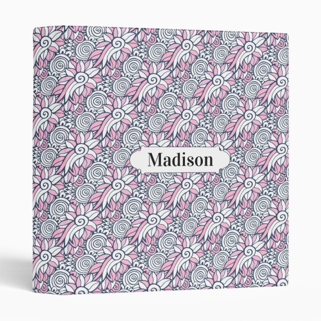 Abstract Flowers Pattern custom name binders (Front/Spine)