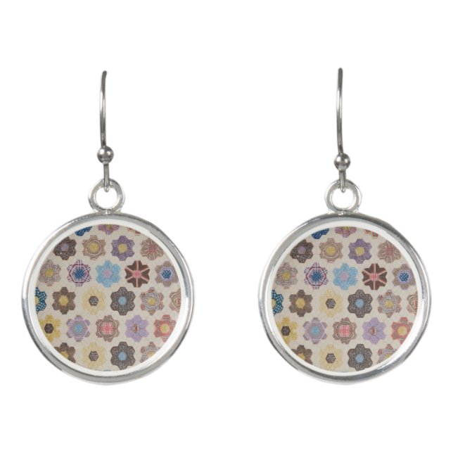 Abstract Flowers Pattern Earrings (Front)