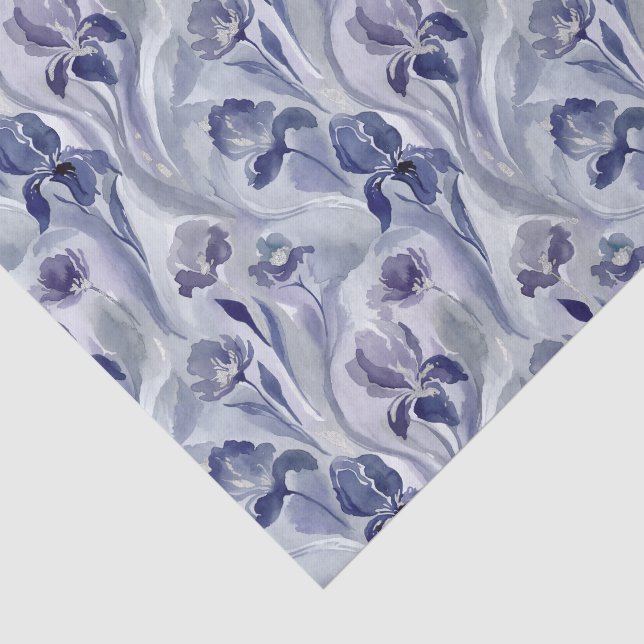 Abstract Flowers Pattern Indigo Purple Iris Tissue Paper (Detail)